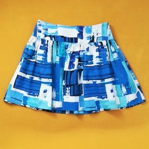 Kenzie silk / linen blend brushstroke print skirt